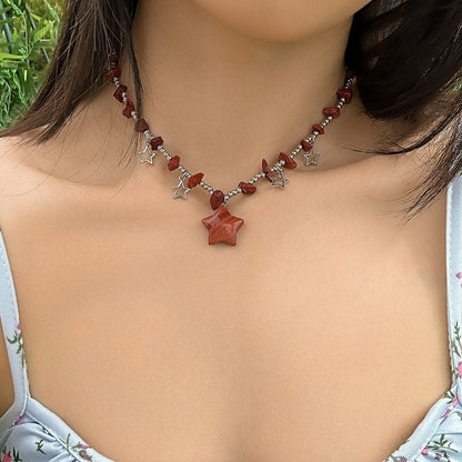 Star stone beaded choker necklace