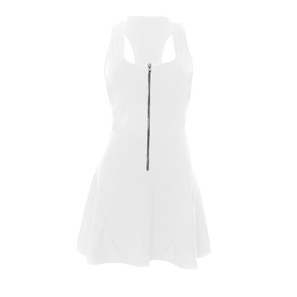 Square neck zip-up sleeveless tank mini dress