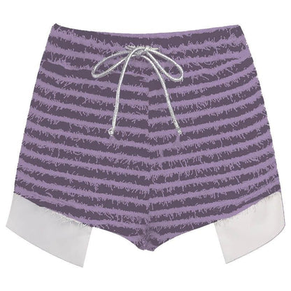 Textured self tie contrast patchwork slit pant