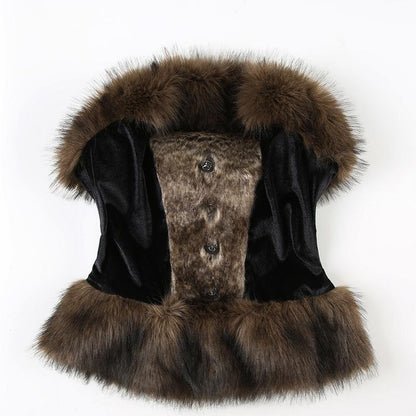 Fluffy velvet patchwork tube top