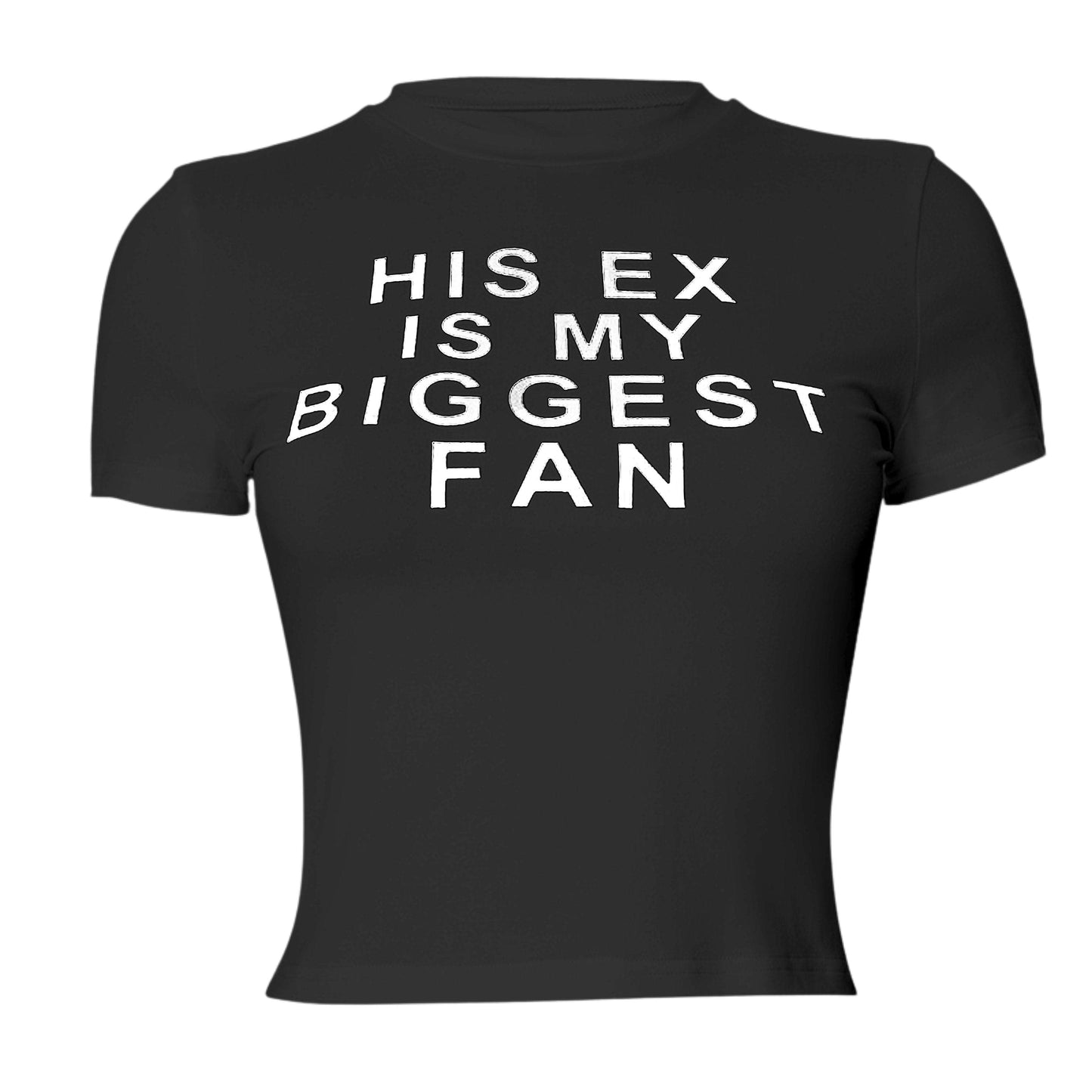 Short sleeve crewneck letter pattern contrast crop top