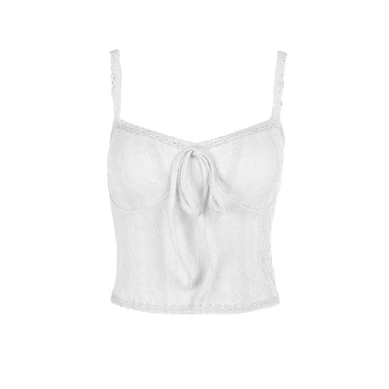 Sweetheart neck lace hem textured cami top