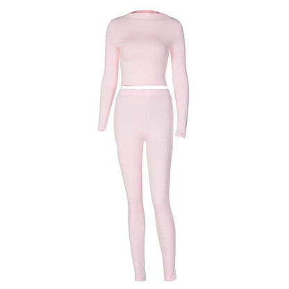 Long sleeve crewneck solid pant set