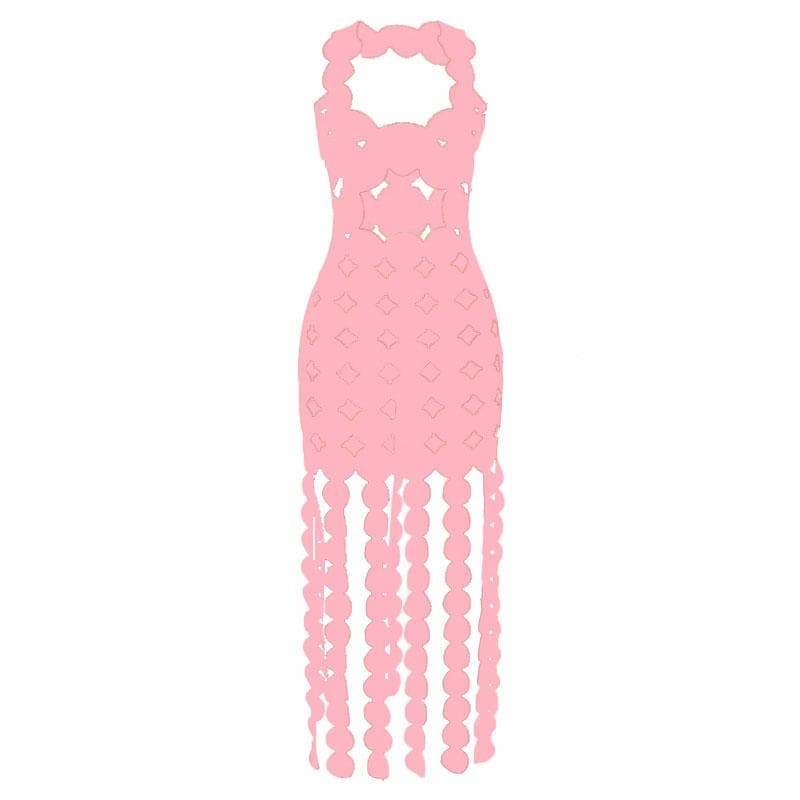 Hollow out backless sleeveless low cut solid cut out maxi dress