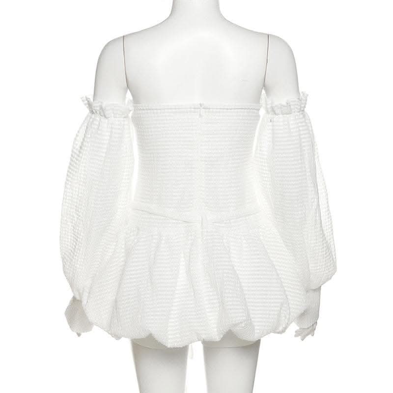 Backless self tie ruched textured gloves solid tube mini dress-final-sale