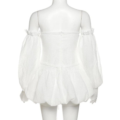 Backless self tie ruched textured gloves solid tube mini dress-final-sale