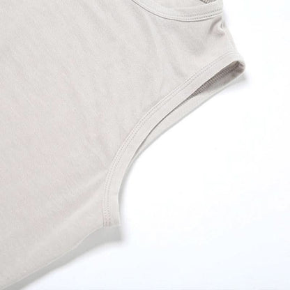Hollow out crewneck ruched letter print sleeveless cut out top