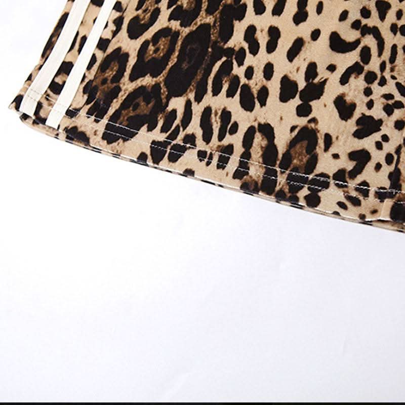 Leopard print contrast patchwork medium rise pant