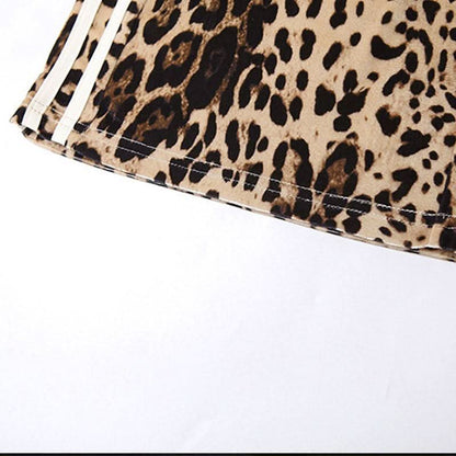 Leopard print contrast patchwork medium rise pant