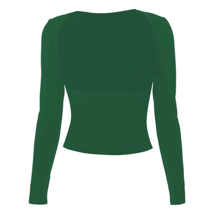Hollow out solid long sleeve backless cut out top