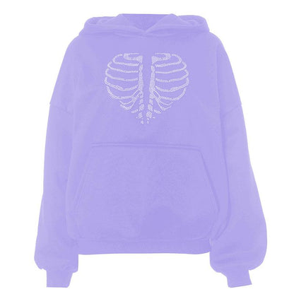 Beaded pocket hoodie long sleeve contrast top