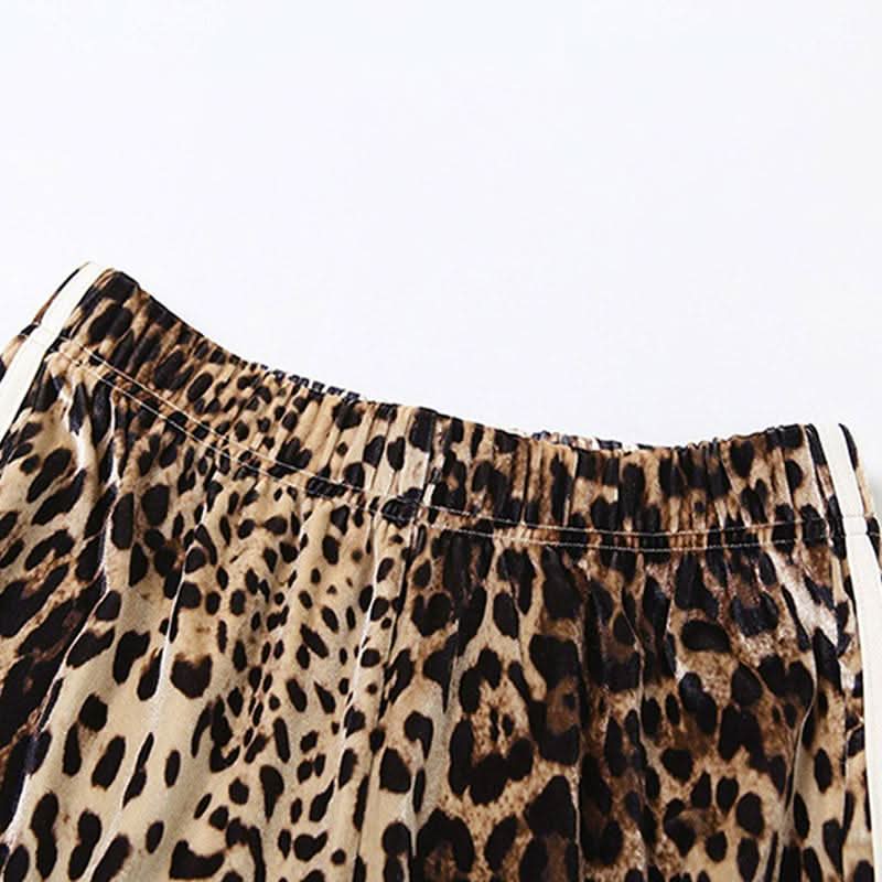 Leopard print contrast patchwork medium rise pant
