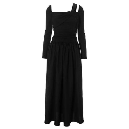 Long sleeve ruched textured irregular knotted maxi dress