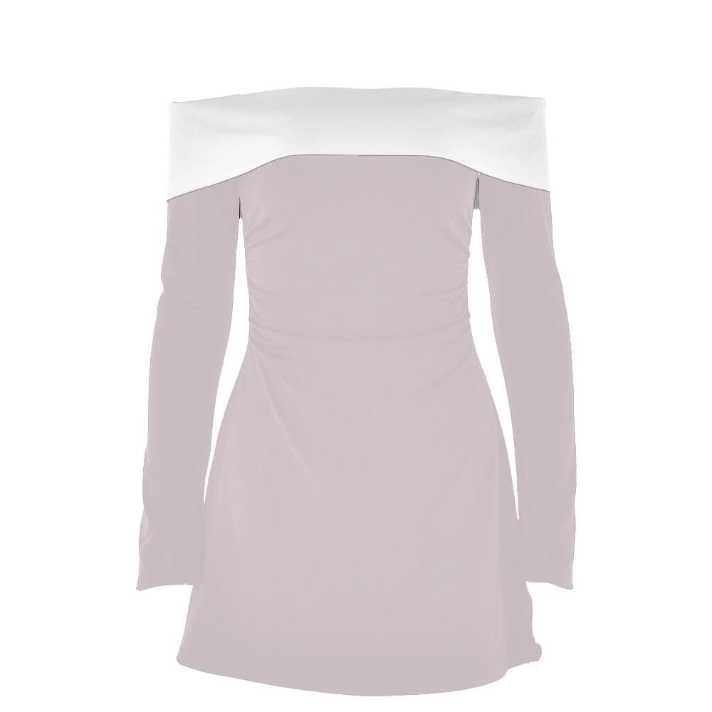 Long sleeve off shoulder patchwork backless mini dress