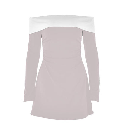 Long sleeve off shoulder patchwork backless mini dress
