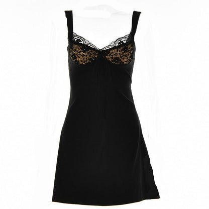 Short sleeve solid lace hem zip-up backless mini dress