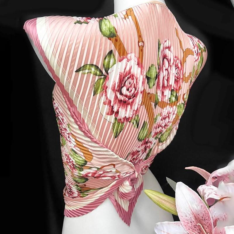 Bowknot ruffle ruched contrast flower print skirt set