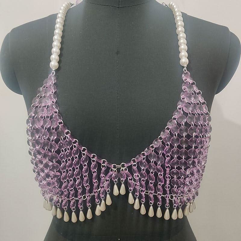 Crystal v neck tassels hollow out cami cut out top