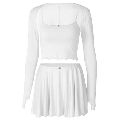 Long sleeve gloves shrug 3 piece cami pant set