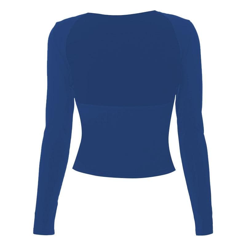 Hollow out solid long sleeve backless cut out top