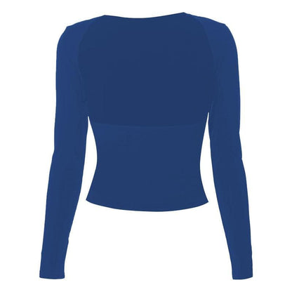 Hollow out solid long sleeve backless cut out top