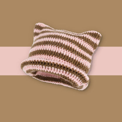 Contrast knitted beanie cap