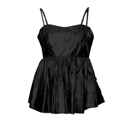 Ruched metallic sweetheart neck cami top