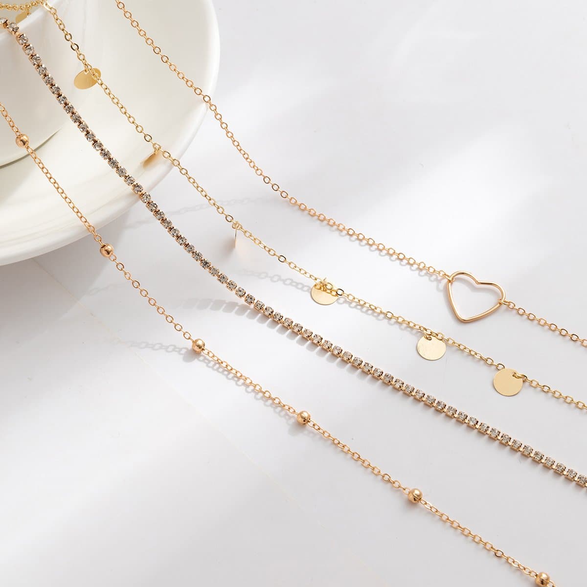 Heart rhinestone 4 pcs waist chain