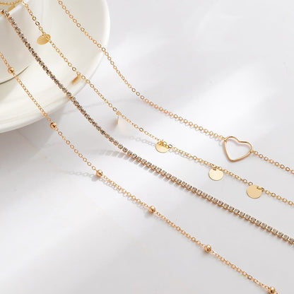Heart rhinestone 4 pcs waist chain