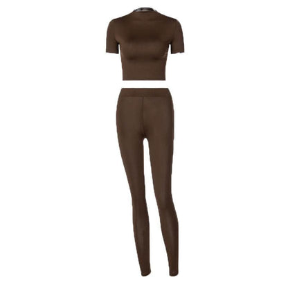 Short sleeve crewneck solid pant set