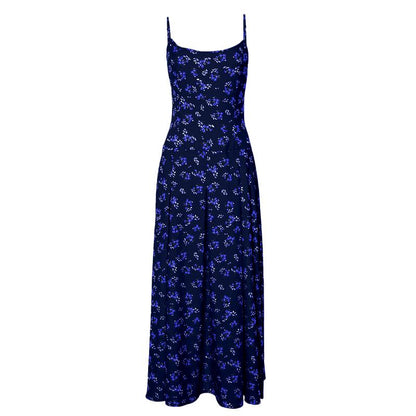 Flower print zip-up u neck cami maxi dress