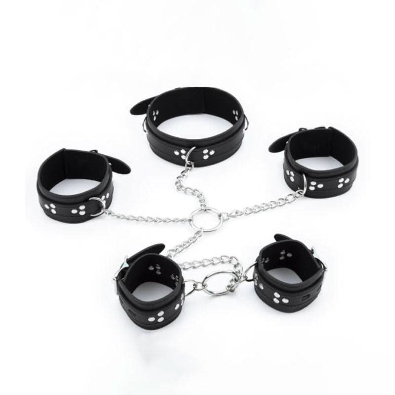Black o ring PU leather metal chain garter belt