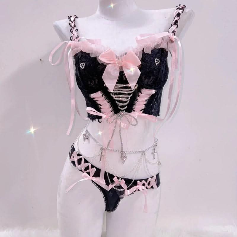 Bowknot ribbon self tie v neck cami top