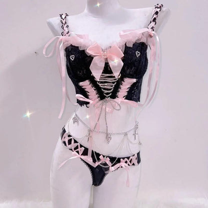 Bowknot ribbon self tie v neck cami top