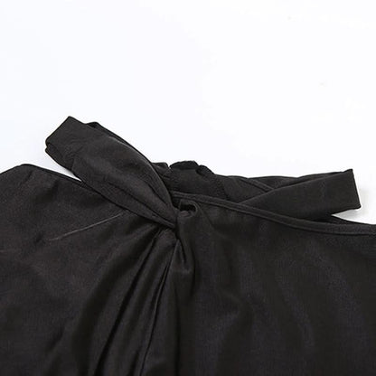 Halter hollow out ruched low rise crop pant set