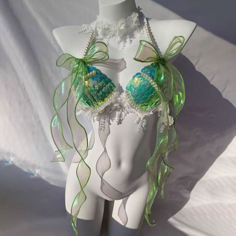 Bowknot beaded v neck tassels shell applique top