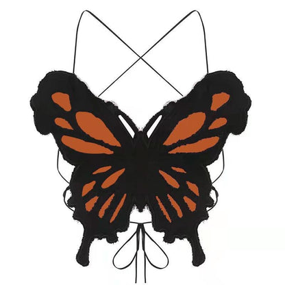 Butterfly pattern backless corss back cami top