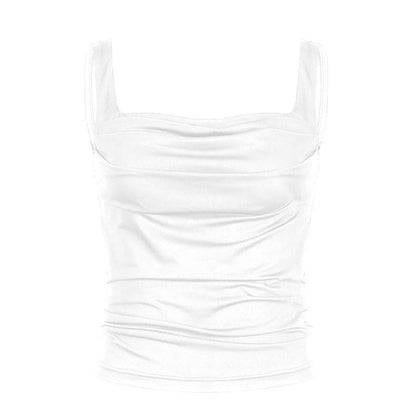 Sleeveless ruched solid backless cami top