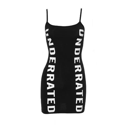 Letter print contrast backless cami mini dress