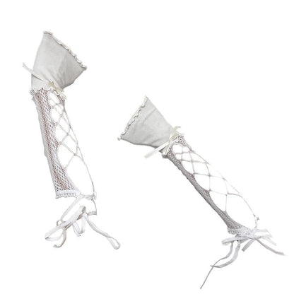 Hollow out self tie bowknot gloves