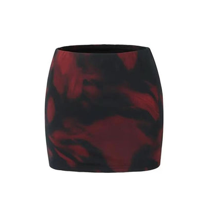 Mesh print A line contrast mini skirt