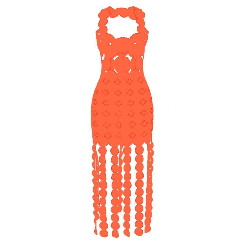 Hollow out backless sleeveless low cut solid cut out maxi dress