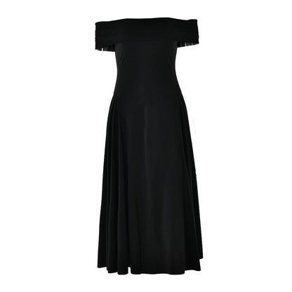 Off shoulder ruched solid backless midi dress