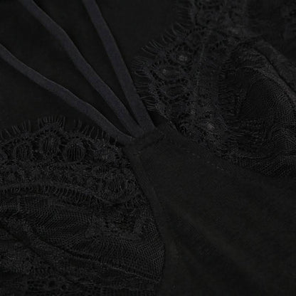 Long sleeve lace hem hollow out bodysuit