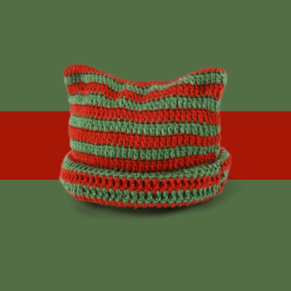 Contrast knitted beanie cap
