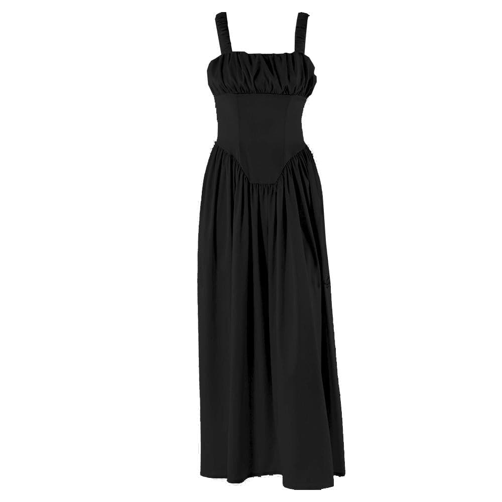 Ruched corset zip-up satin cami maxi dress