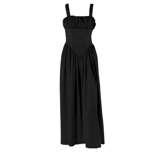 Ruched corset zip-up satin cami maxi dress