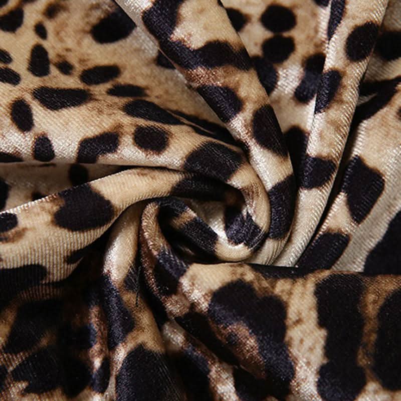 Leopard print contrast patchwork medium rise pant