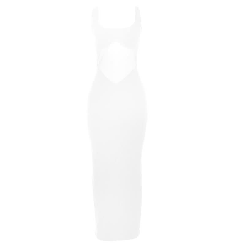 V neck mesh patchwork low cut solid maxi dress