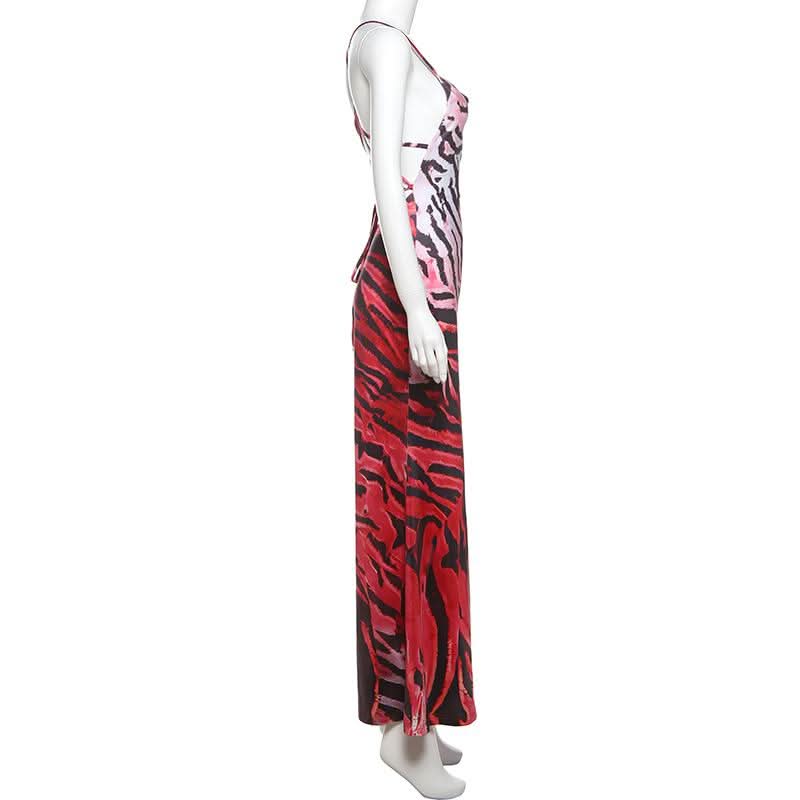 Cowl neck o ring self tie gradient print cami maxi dress
